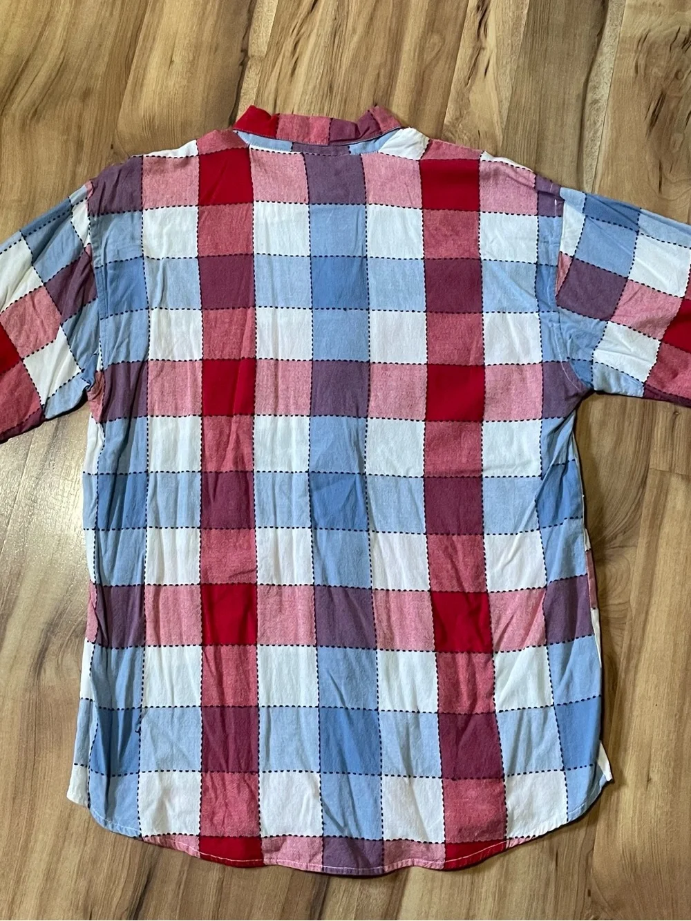 90s Maggie & Max Plaid Button Down Shirt with Heart Embroidery Cottagecore S