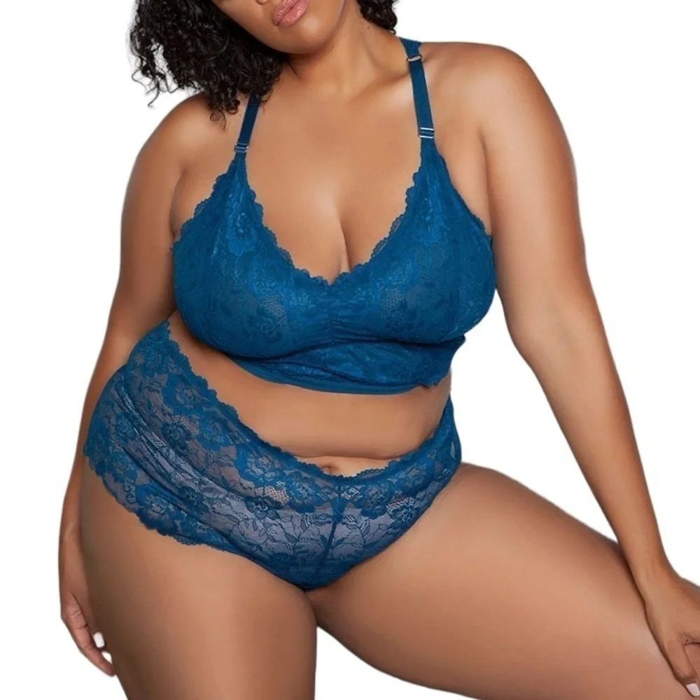 Two Piece Wire Free Bralette And Boyshort Plus Size Set 2XL