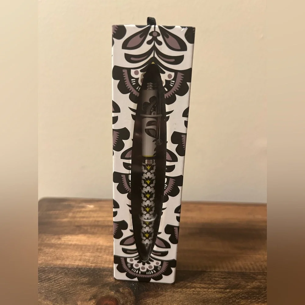 Nib Vera Bradley Black & Yellow Fanfare Floral Ballpoint Pen Refillable Gift Box