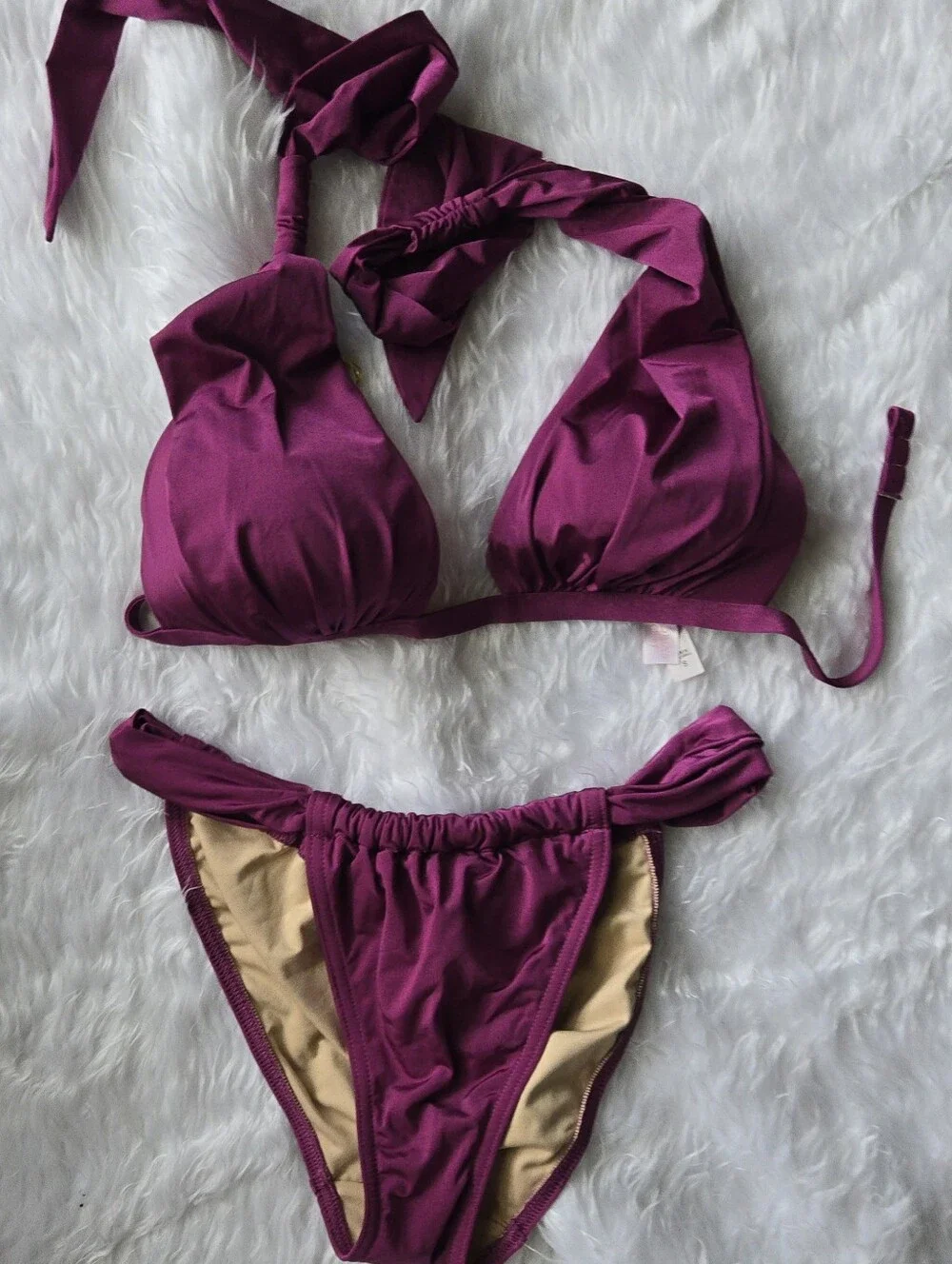 Victoria's Secret Plum Halter Bikini Set Adj Coverage Top And Bottom Sexy Baddie