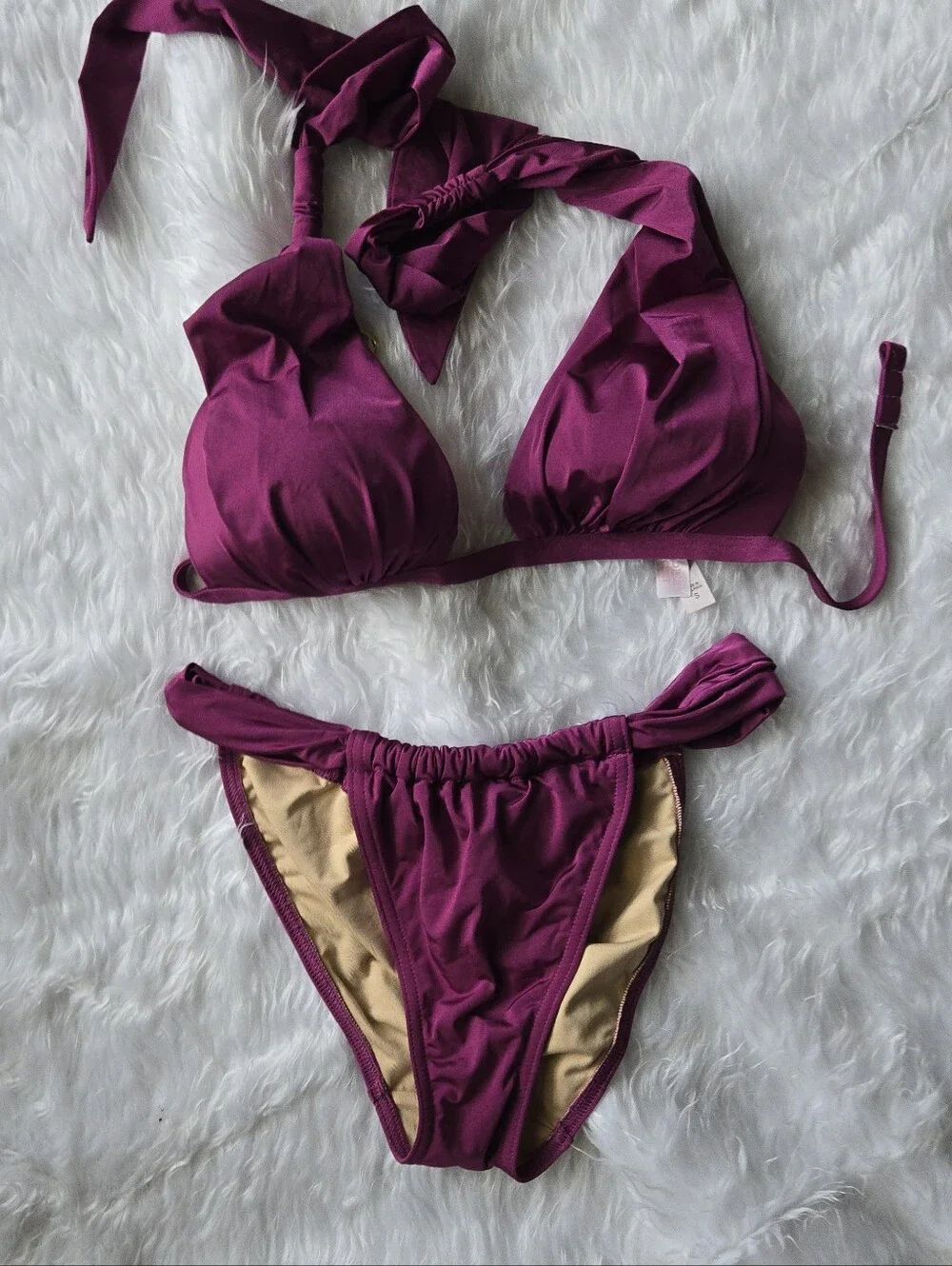 Victoria's Secret Plum Halter Bikini Set Adj Coverage Top And Bottom Sexy Baddie