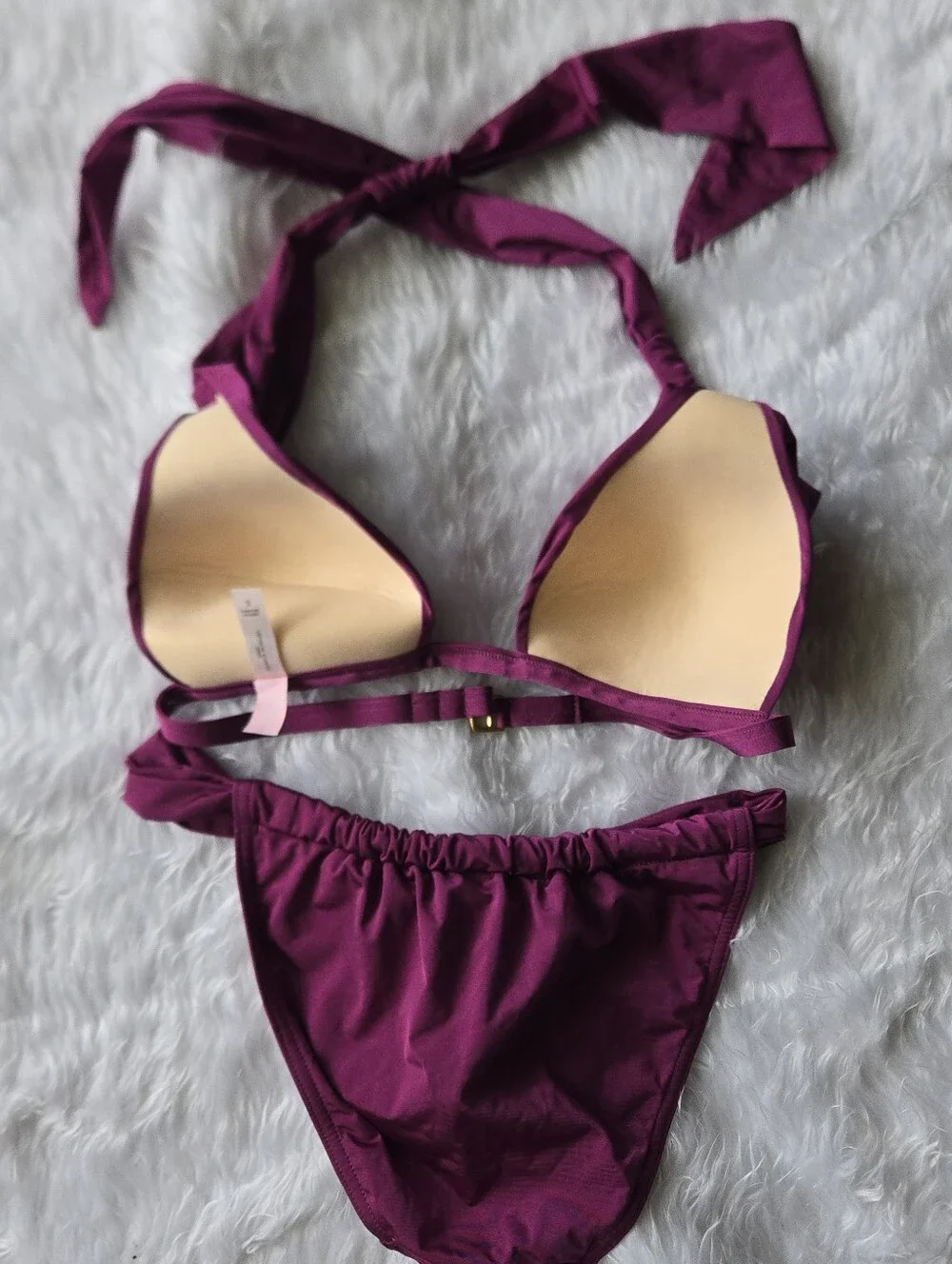 Victoria's Secret Plum Halter Bikini Set Adj Coverage Top And Bottom Sexy Baddie