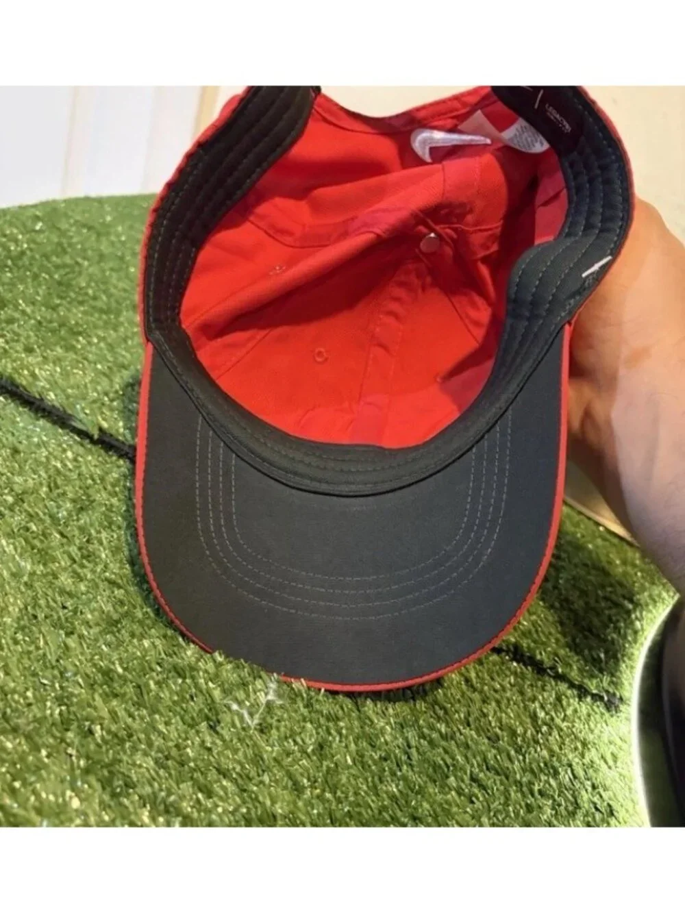Dayton Flyers hat cap strap back red white nike legacy91 basketball lighweight