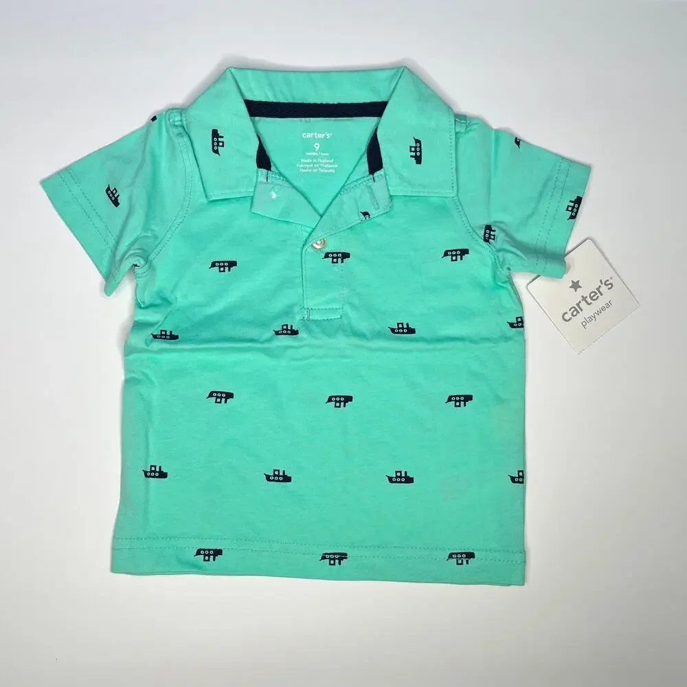 Carter's Outfit Nautical Polo Striped Shorts New