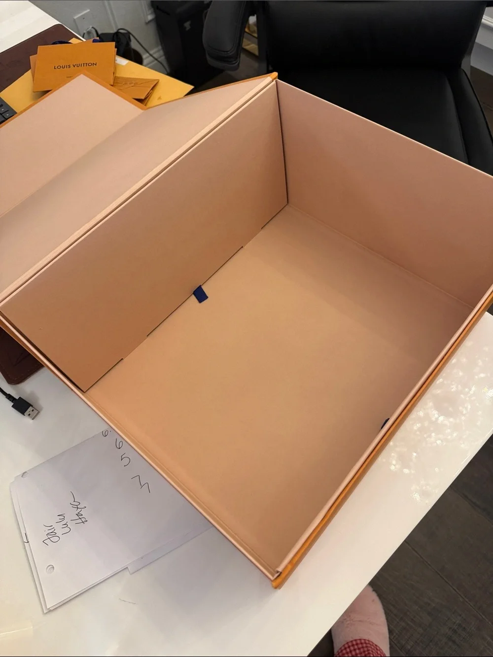 Authentic Louis Vuitton foldable Orange Storage Box with Black Logo