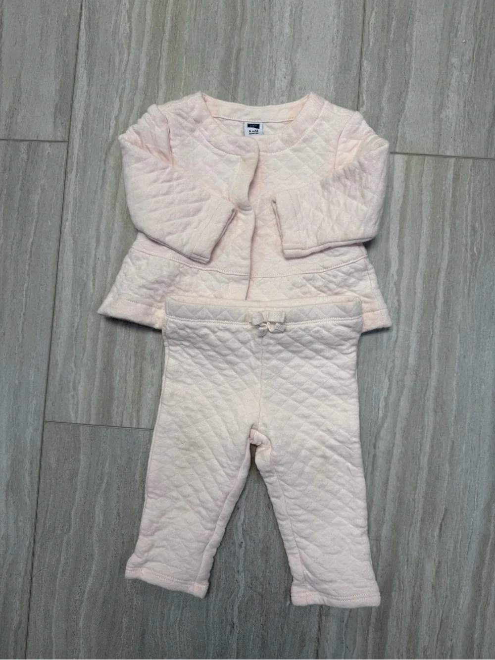 Janie and Jack Quilted Light Pink Matching Set 6-12 mo.