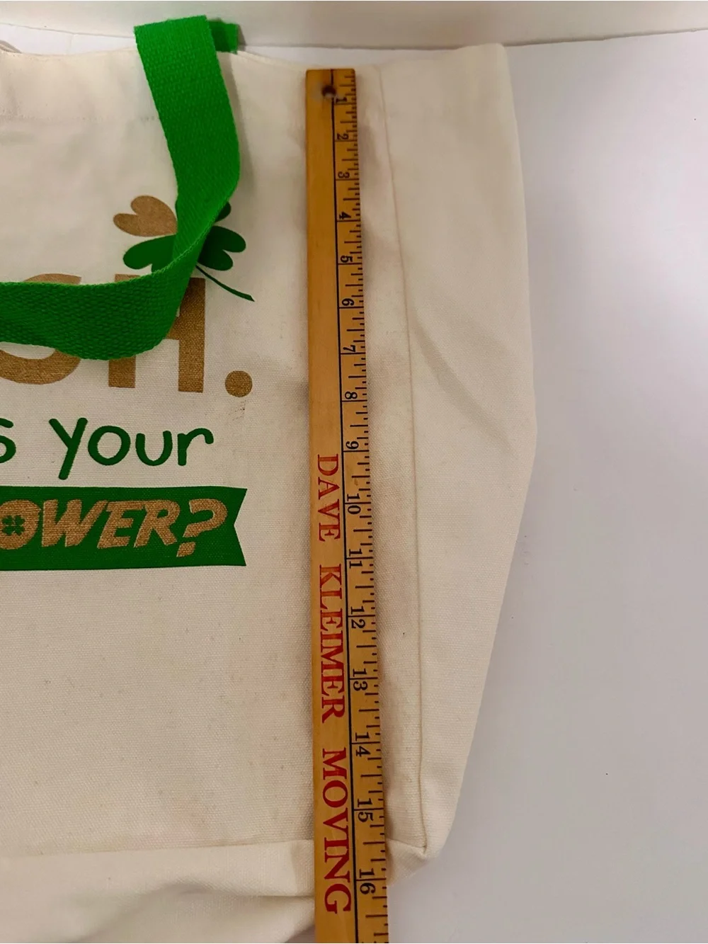 I'm Irish, what’s your superpower?”Large Canvas Tote Bag - Green and Gold