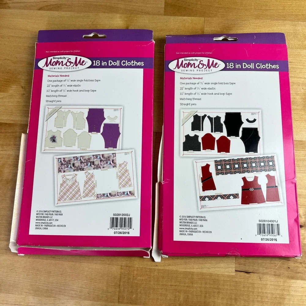 Simplicity Sewing Project Mom & Me 18 inch Doll‎ Clothes 2 Kits 4 Outfits