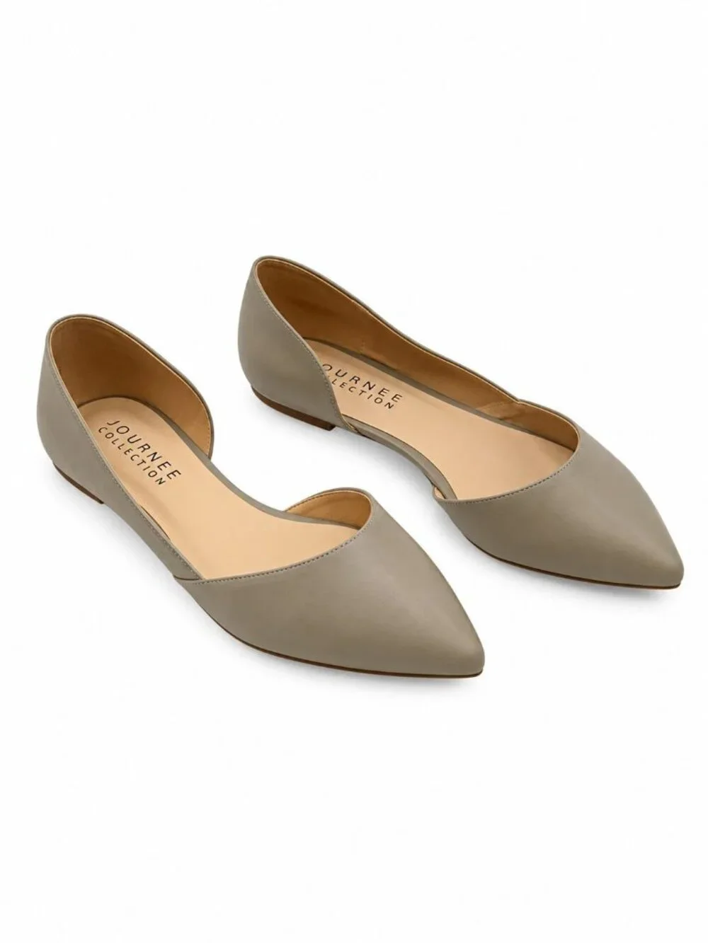NIB Journee Collection Cortni Slip On Pointed Toe D'Orsay Flats Sz 10 Wide Gray