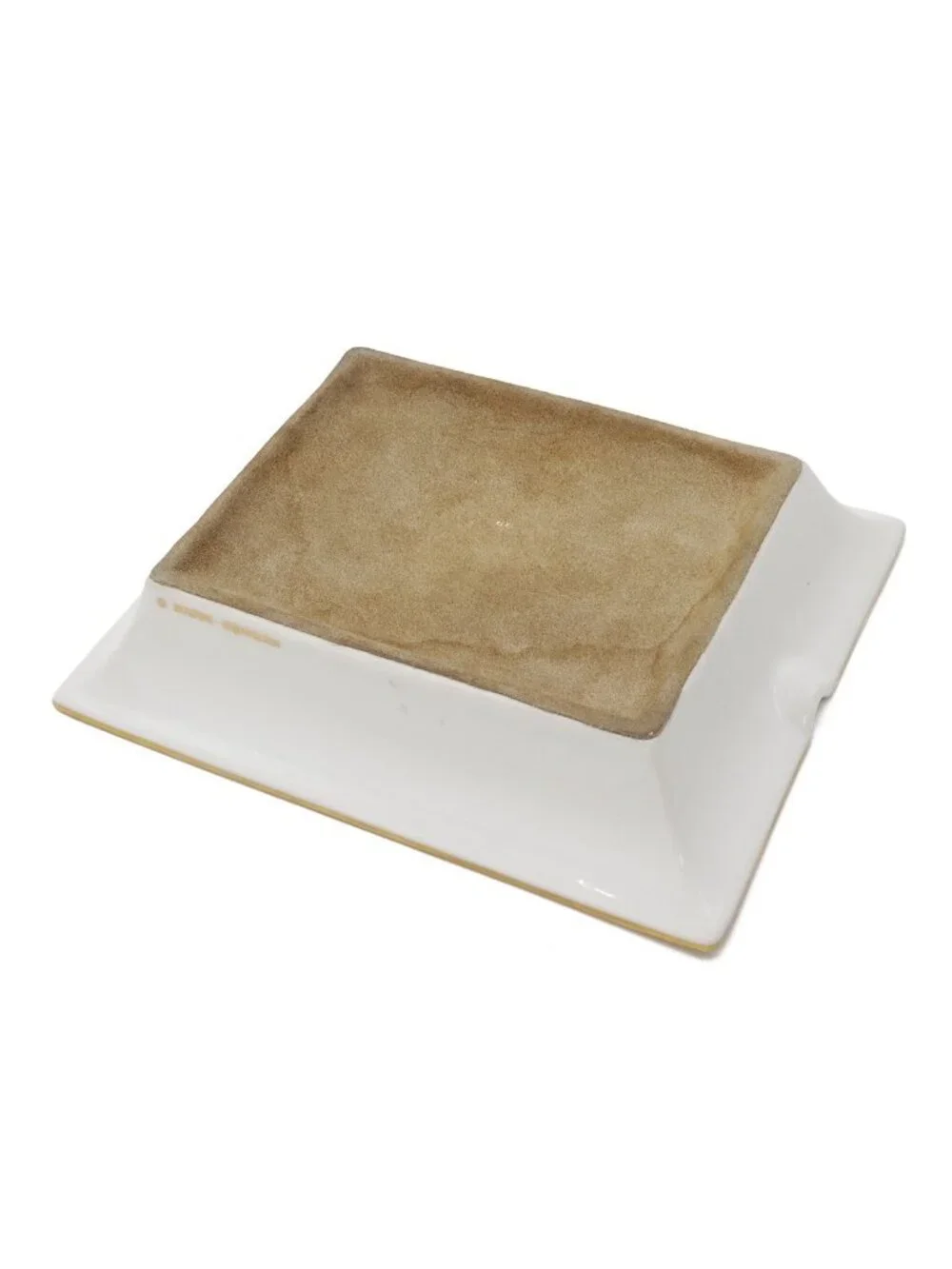 Hermes Ashtray Tray Case Panthere Leopard Print Animal Ceramic White Navy Gold