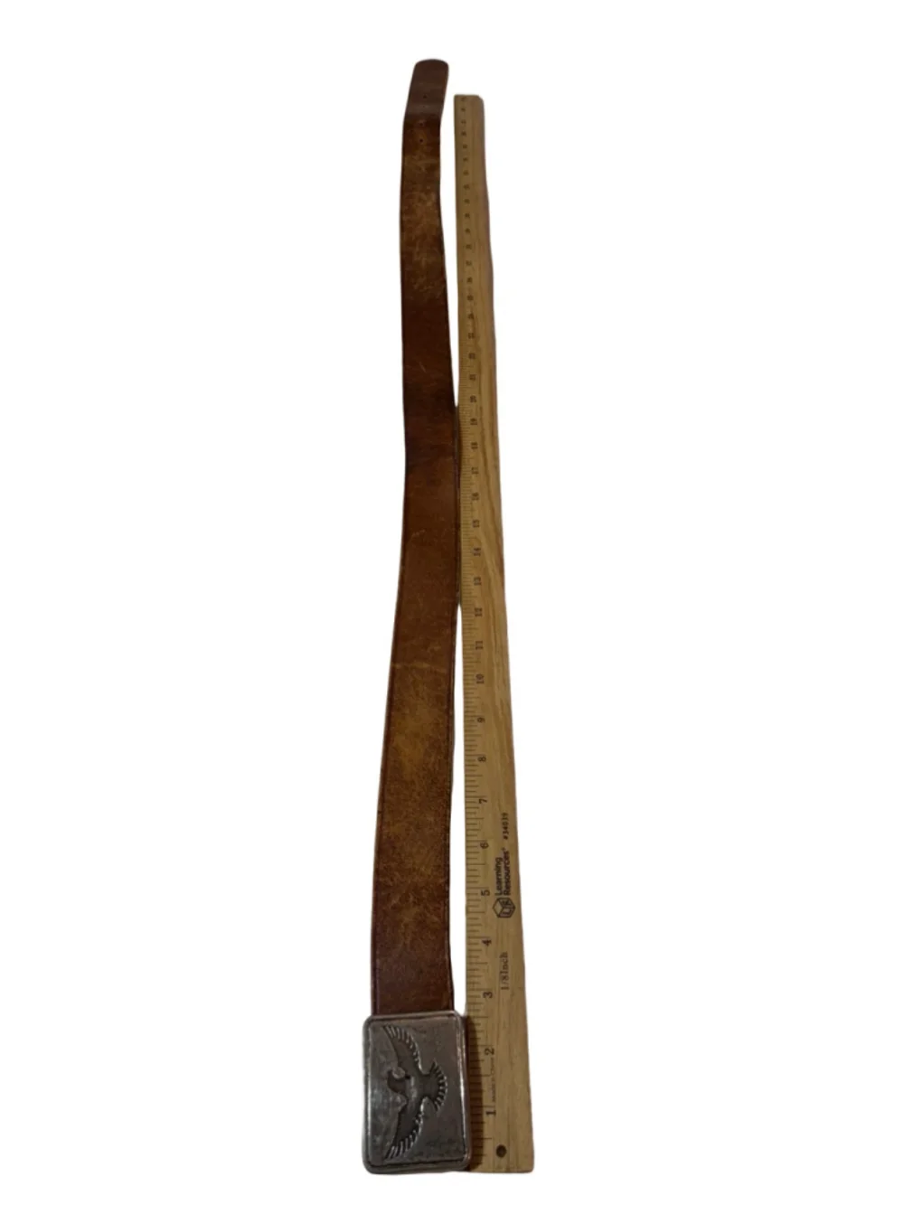 Vintage Y2K Aeropostale Brown Leather Eagle Buckle Western Belt Medium