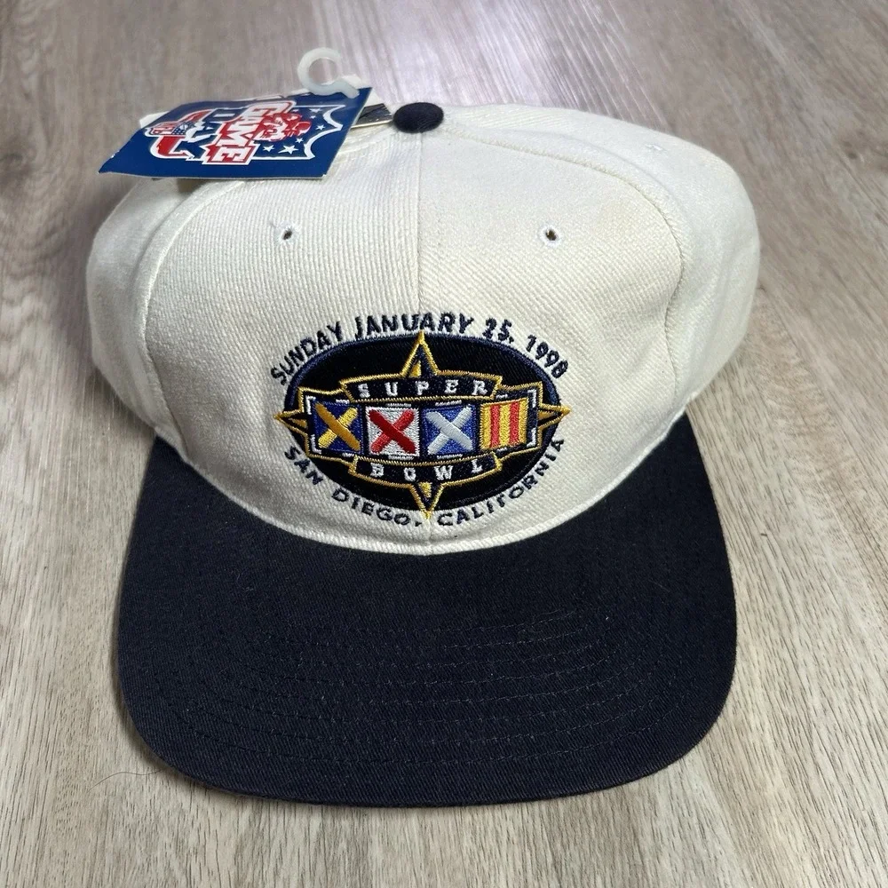 VTG 1998 Super‎ Bowl XXXII Strapback Hat NWT NFL San Diego Twins Beige Cap