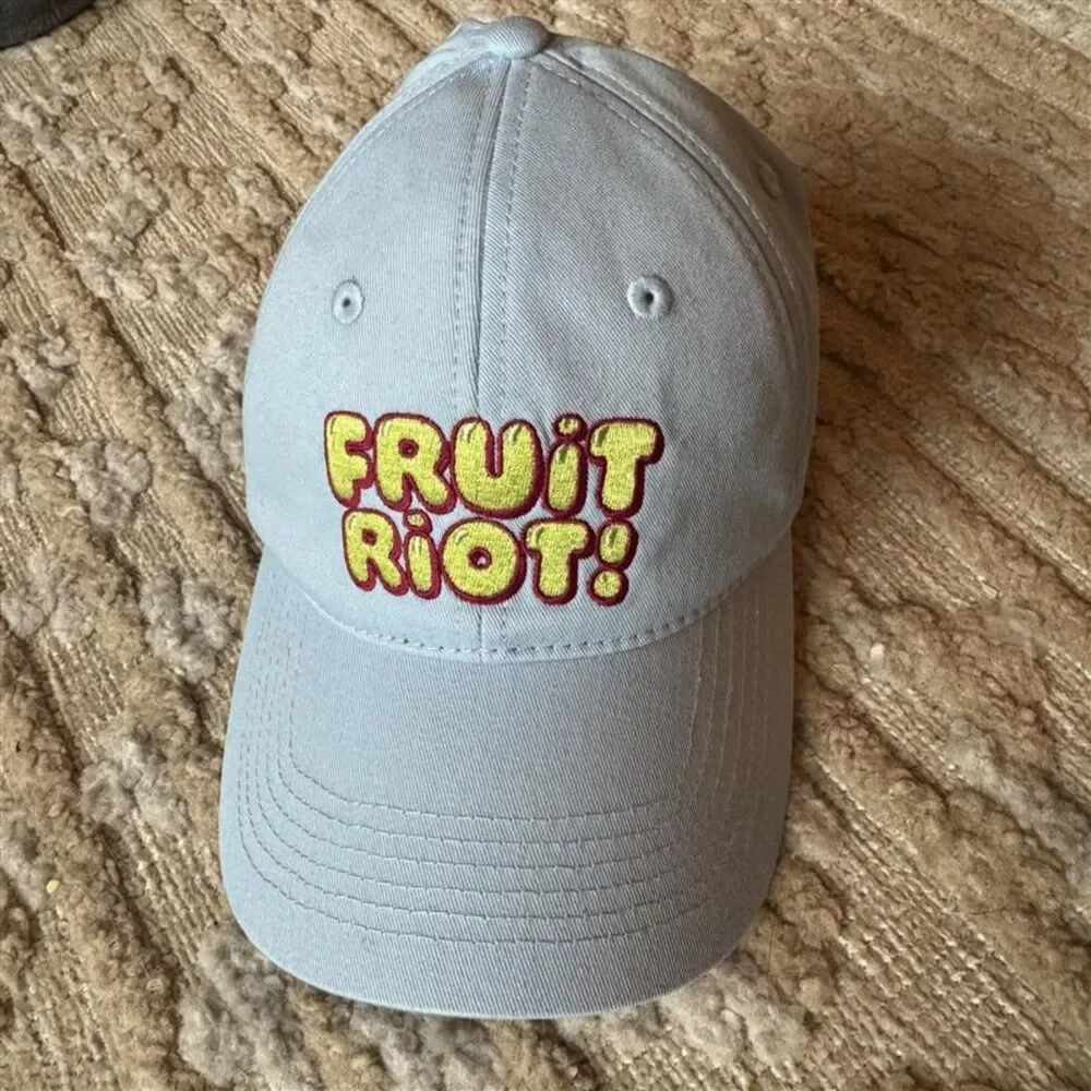 Fruit Riot! Not For Wimps Baseball Cap Hat Light Blue Embroidered Adjustable