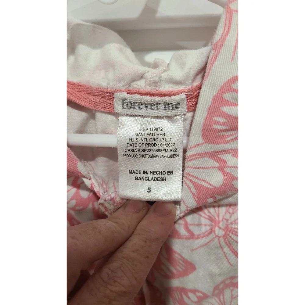 Forever Me Girls Pink Butterfly Print Hooded Utility Jacket Coat Size 5