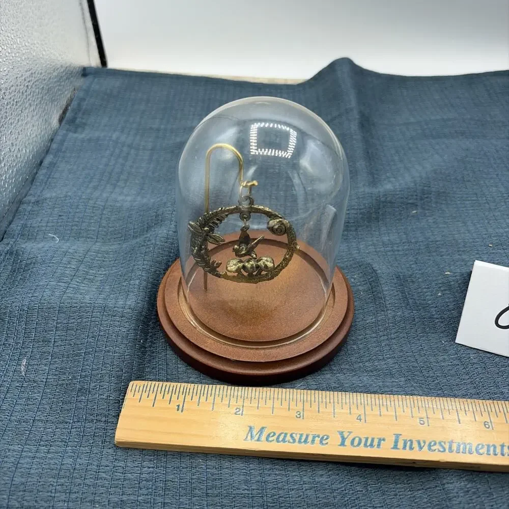 Small Display Case With Hanging Bird/Dragonfly Pendant 4.5”