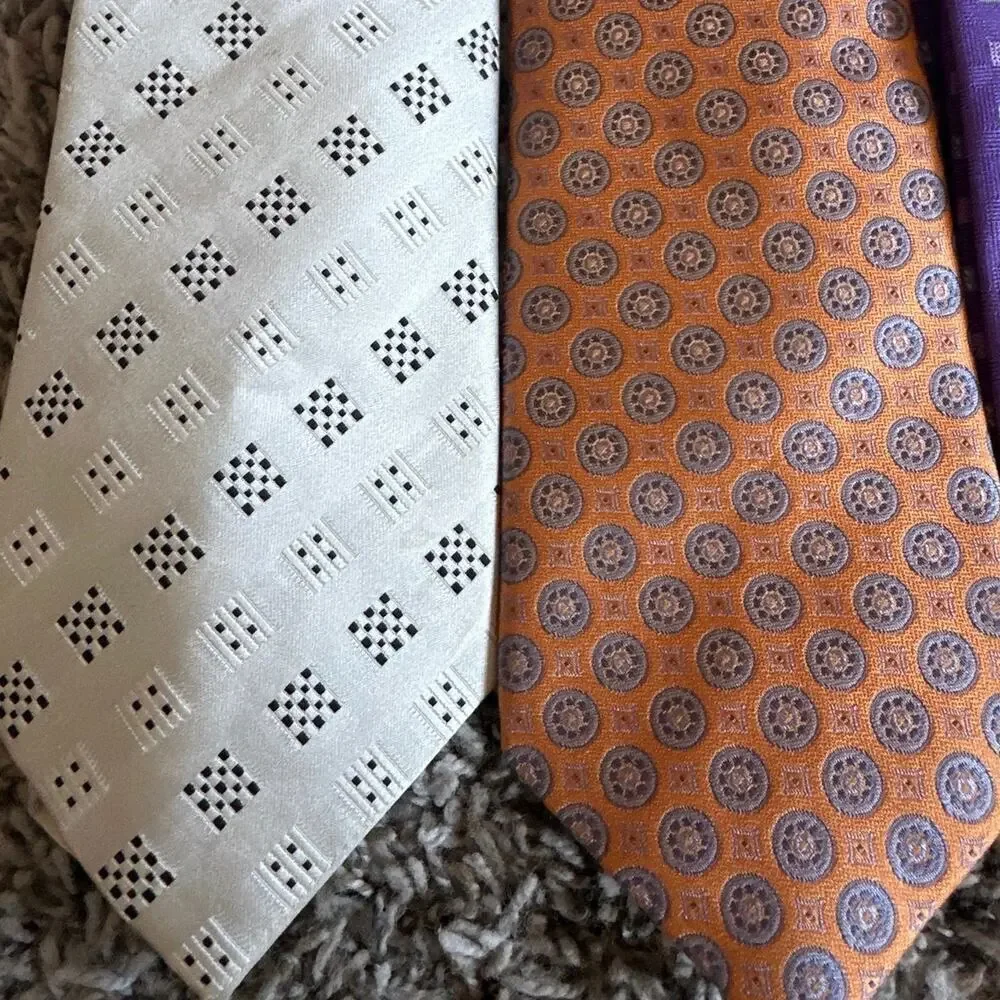 Set of 5 David Donahue Silk Ties Orange White Blue Purple