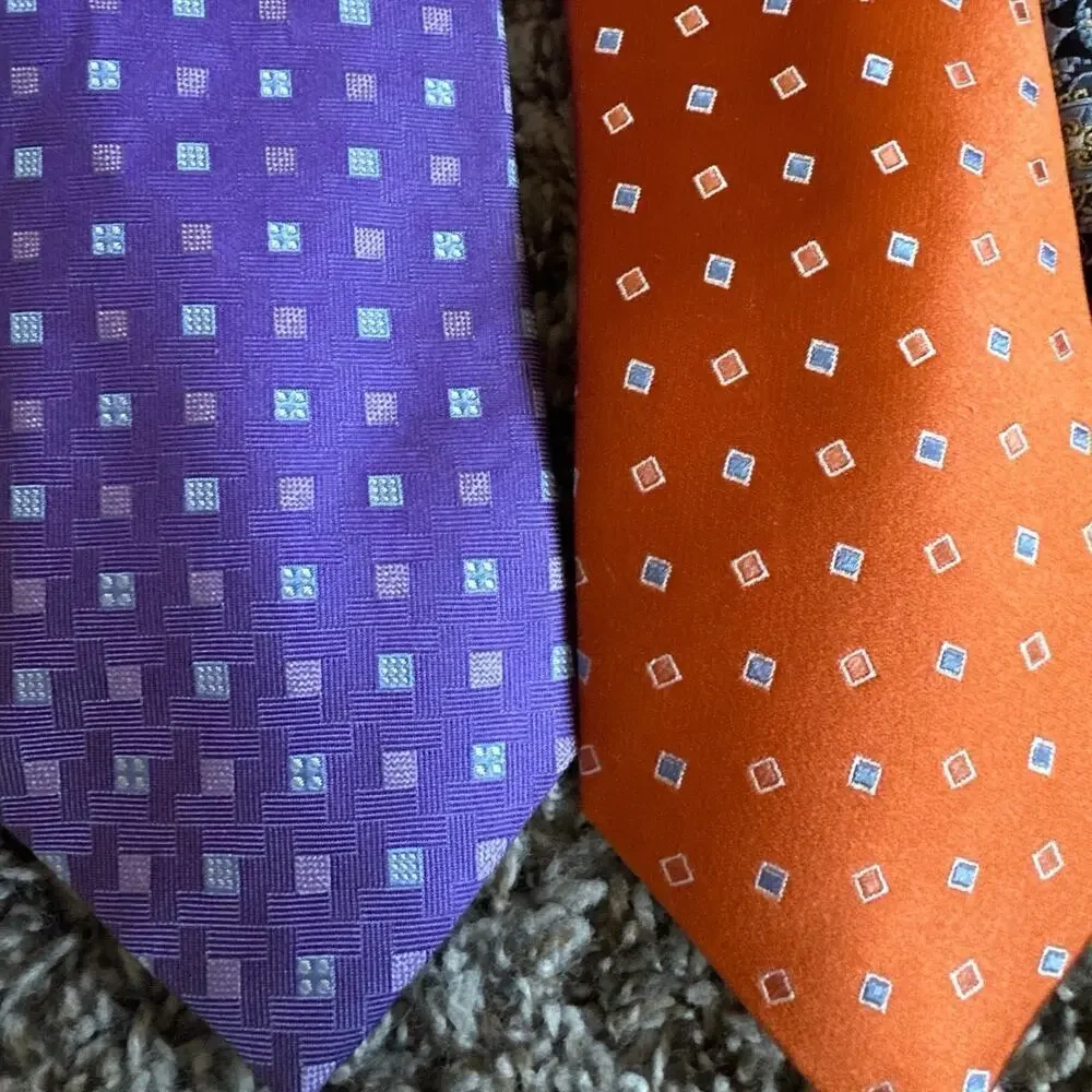 Set of 5 David Donahue Silk Ties Orange White Blue Purple