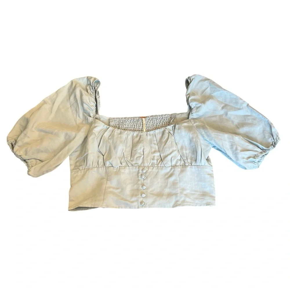 Free People Puff Sleeve Eloise Blouse - Large