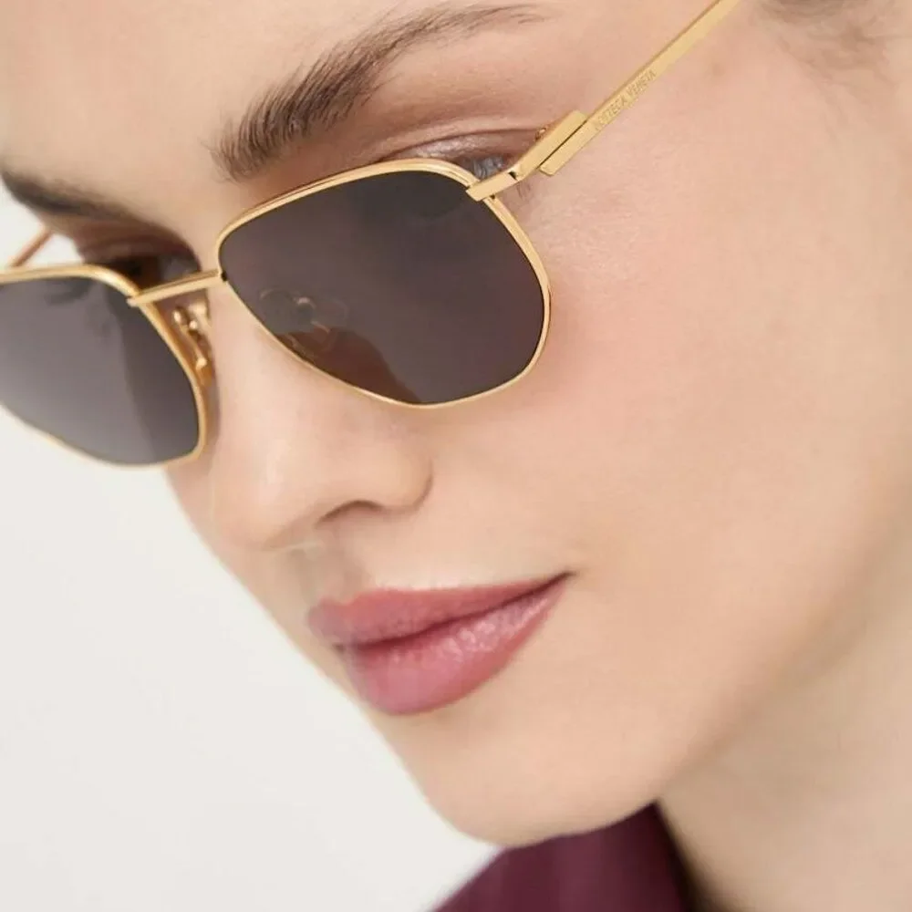 NEW Bottega Veneta BV1301S 002 Gold Brown Split Panthos Unisex Sunglasses