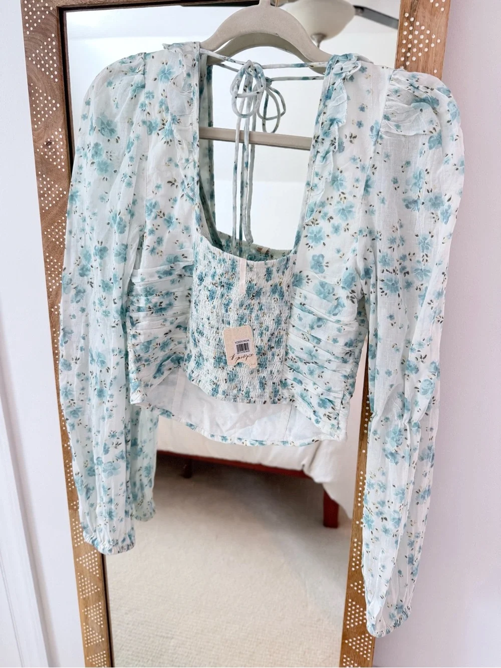 NWT Free People Another Life Floral Corset Top Blue White Size M $98
