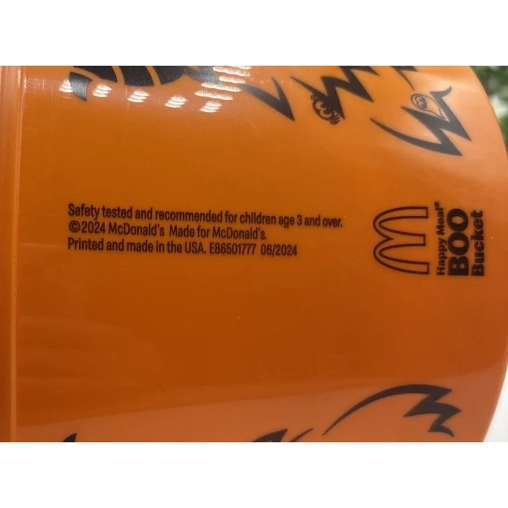 2024 McDonald's Halloween Orange Monster Bucket Pail w handle Preown Collectable