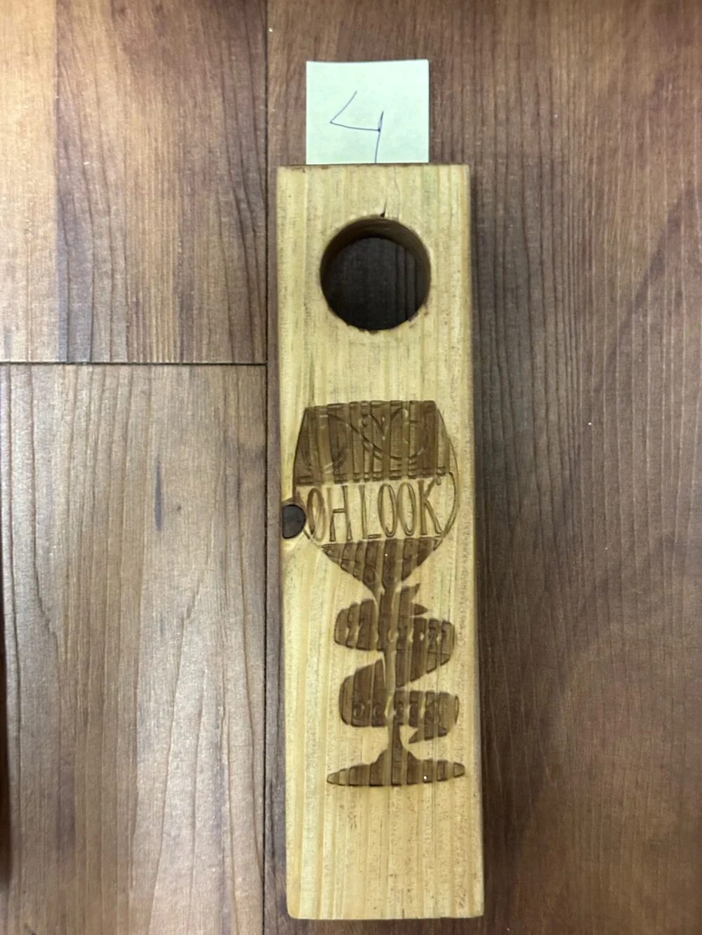 Laser-Engraved Wooden Floating Wine Bottle Holder / Single Bottle Self-Balanc