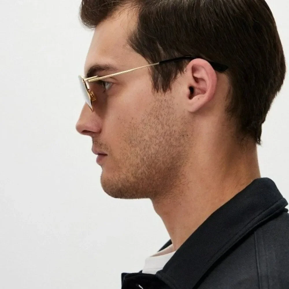NEW Bottega Veneta BV1301S 001 Gold Grey Split Panthos Unisex Sunglasses