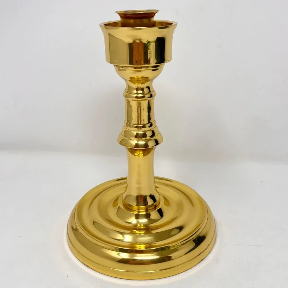 Candlestick / Candleholder Solid‎ Brass 7.25 Tall 5.25” Diameter Base