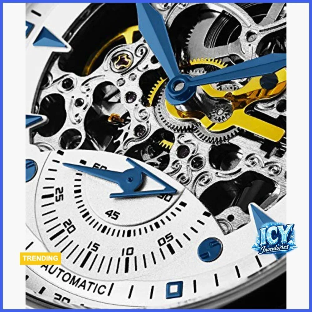 Automatic Skeleton Dress Watch with Alligator Embossed Leather Strap