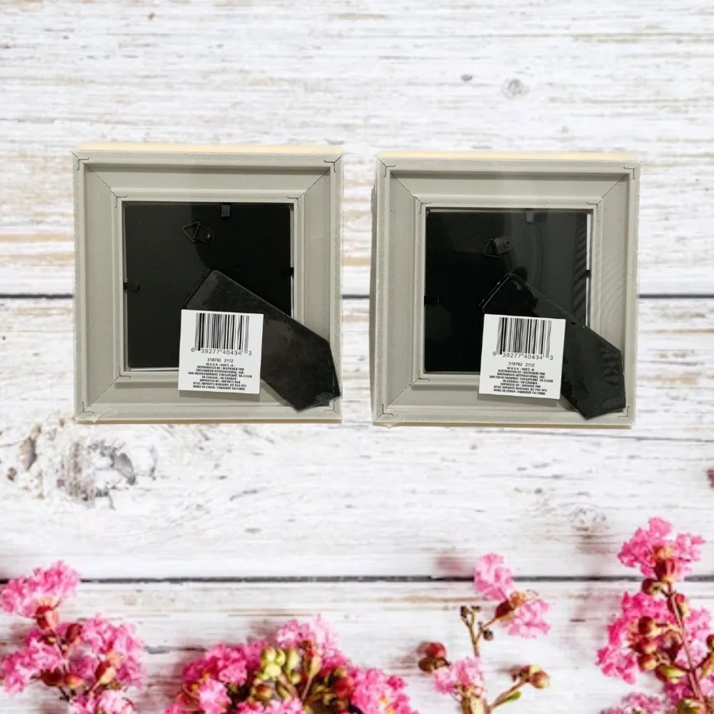 Set of 2 Picture Frames Ivory Gold Photo Frame with Mat Poster Frame 4x4 inches