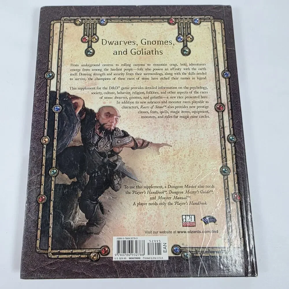D&D Races of Stone Dungeons Dragons 3.5 Edition d20 Hardcover WOTC 2004 RPG