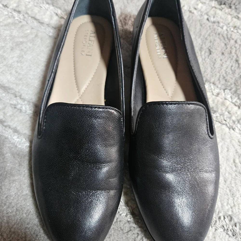 Black Leather Women's Loafers