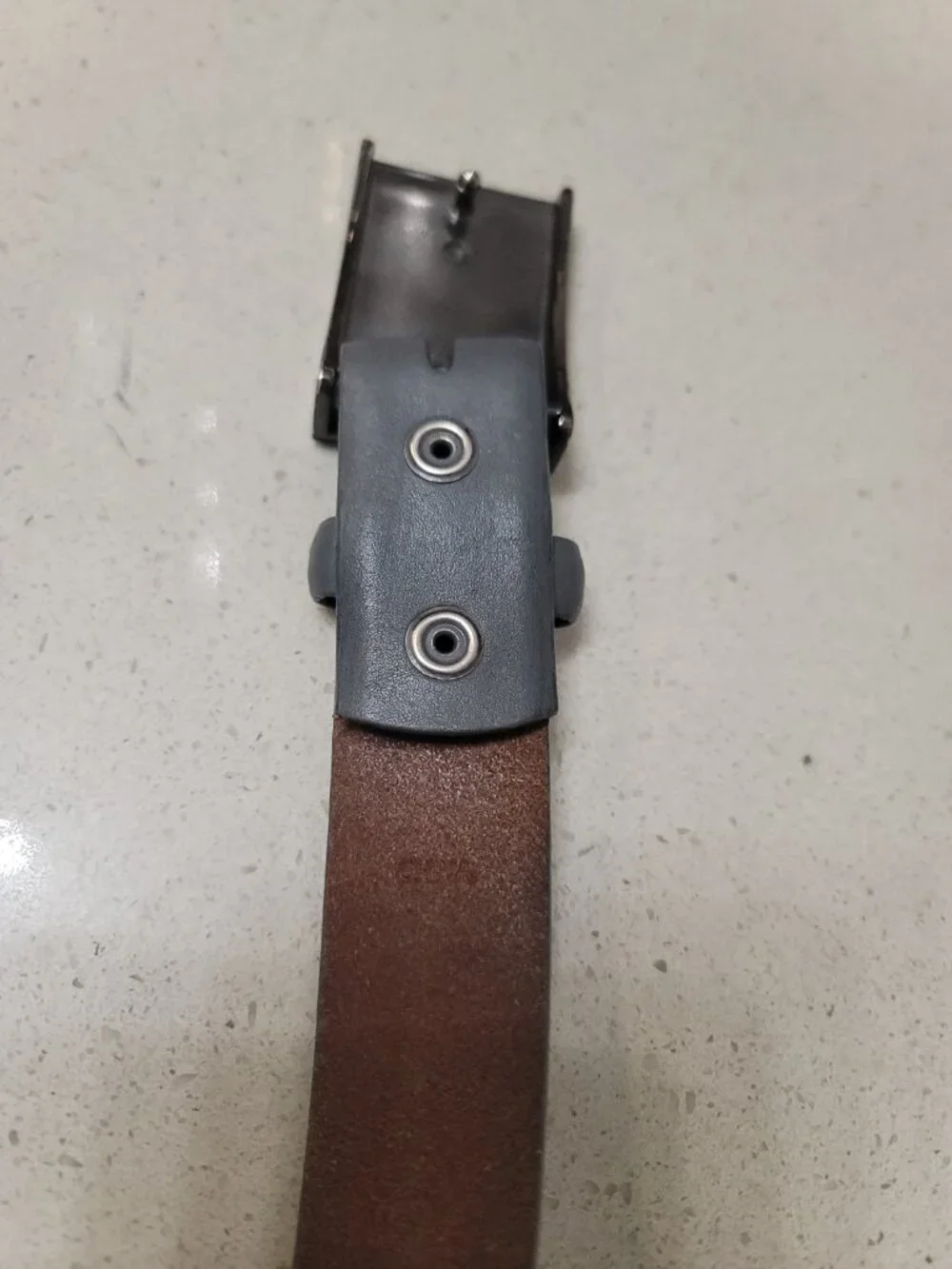 TUMI Gray Dress Belt T Buckle Size 40 Black