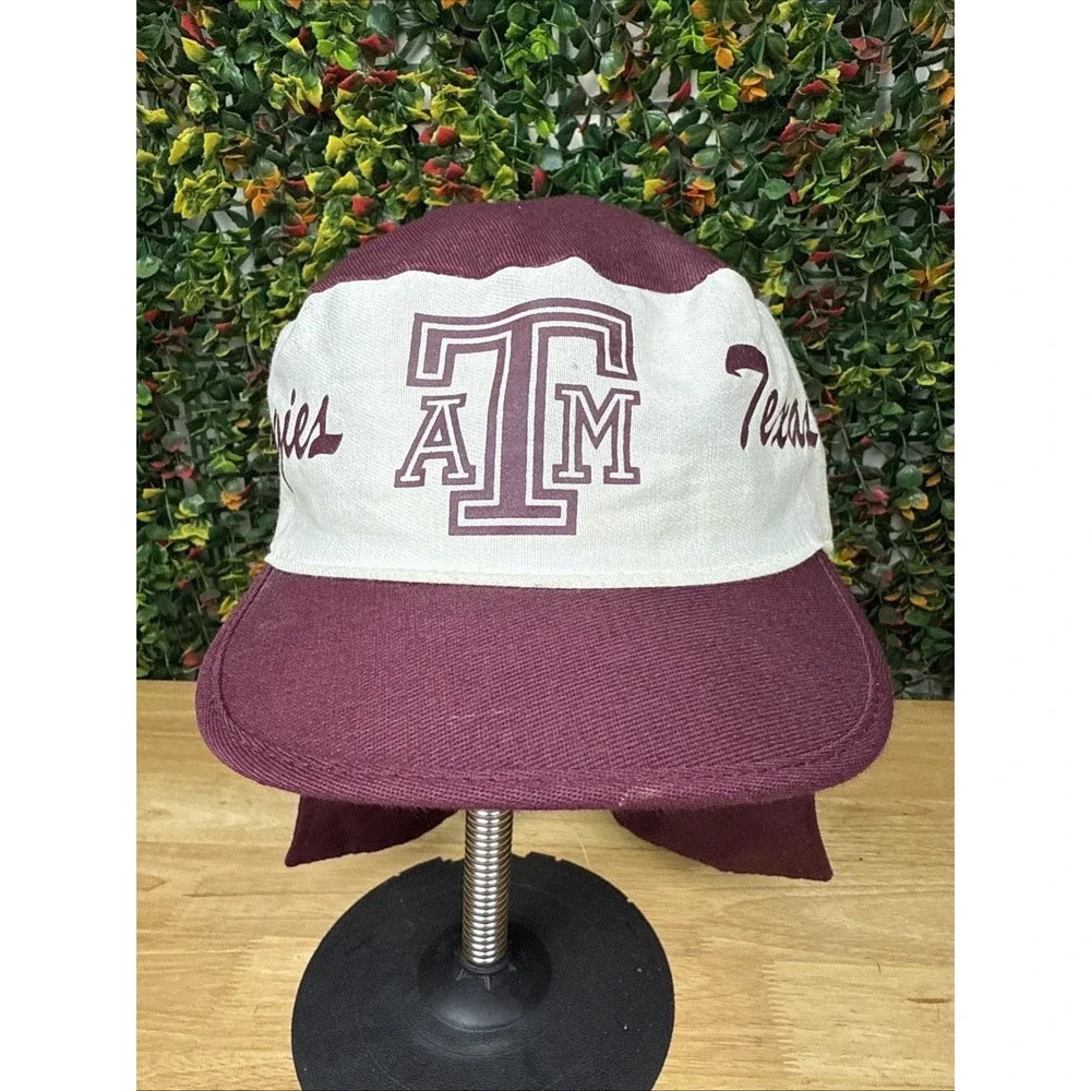 Texas A&M Aggies Genuine‎ Crowd Hat Cap White Maroon Plain Logo NCAA M/L Vintage