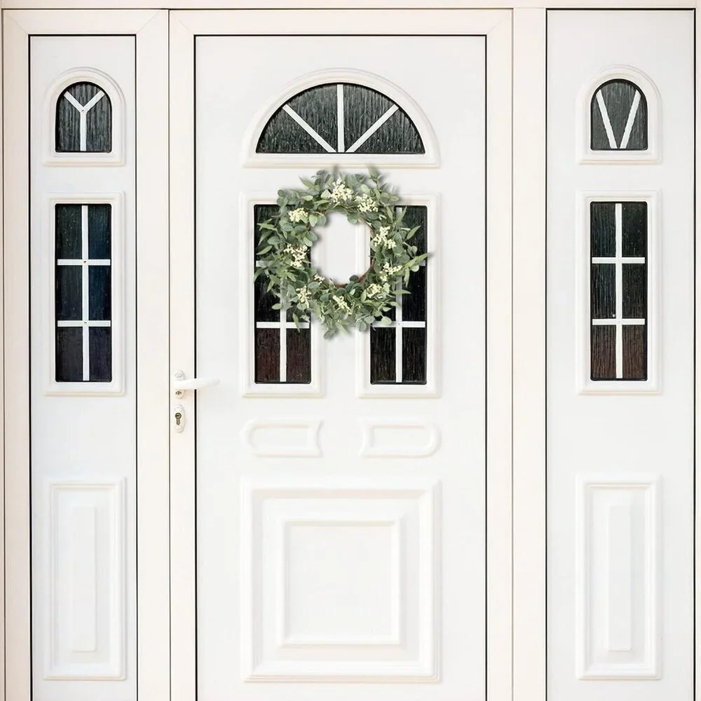 20'' Eucalyptus Wreath for Front Door Porch Window Green Decor for Home