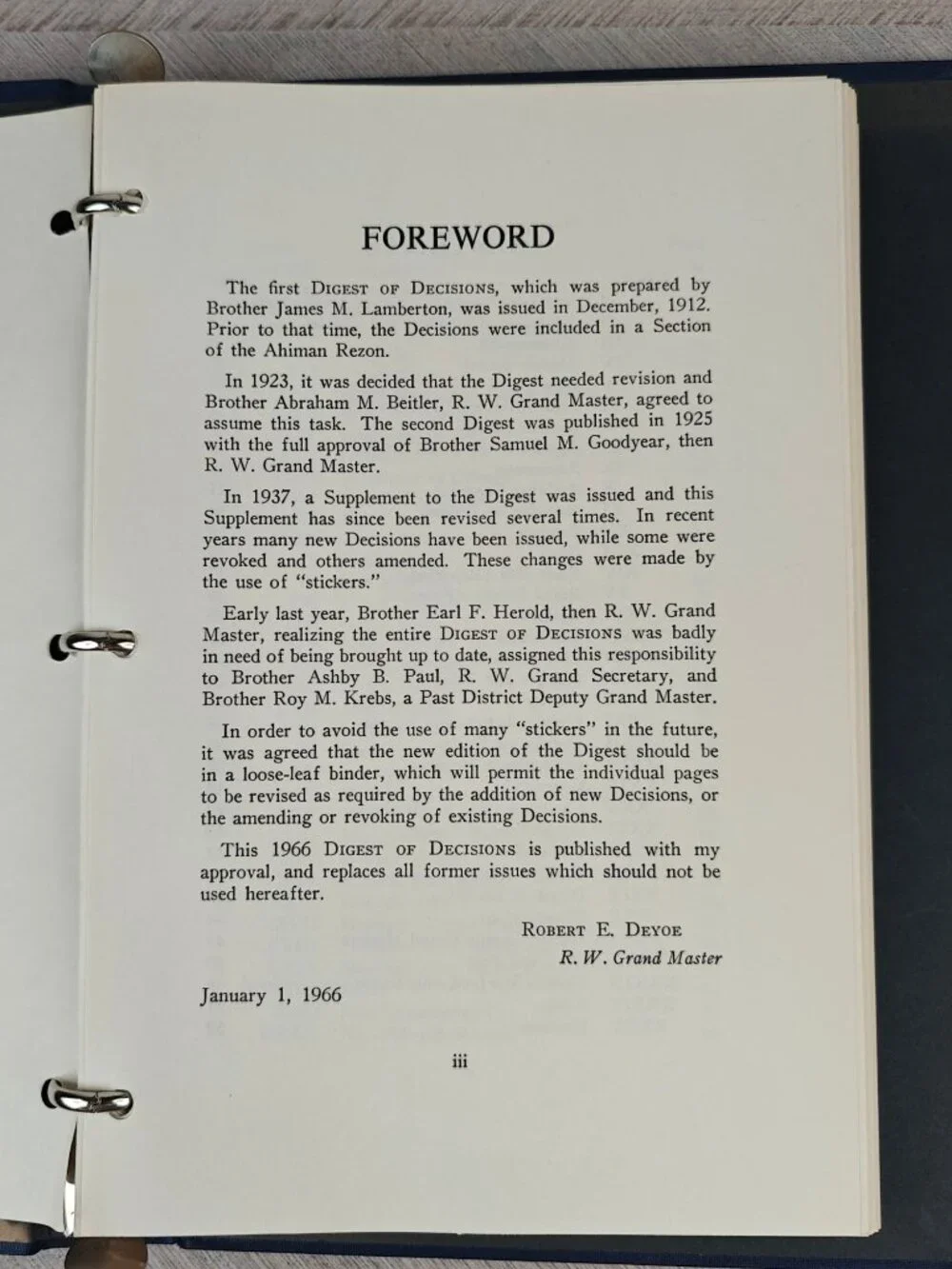 Grand Lodge blue hardcover