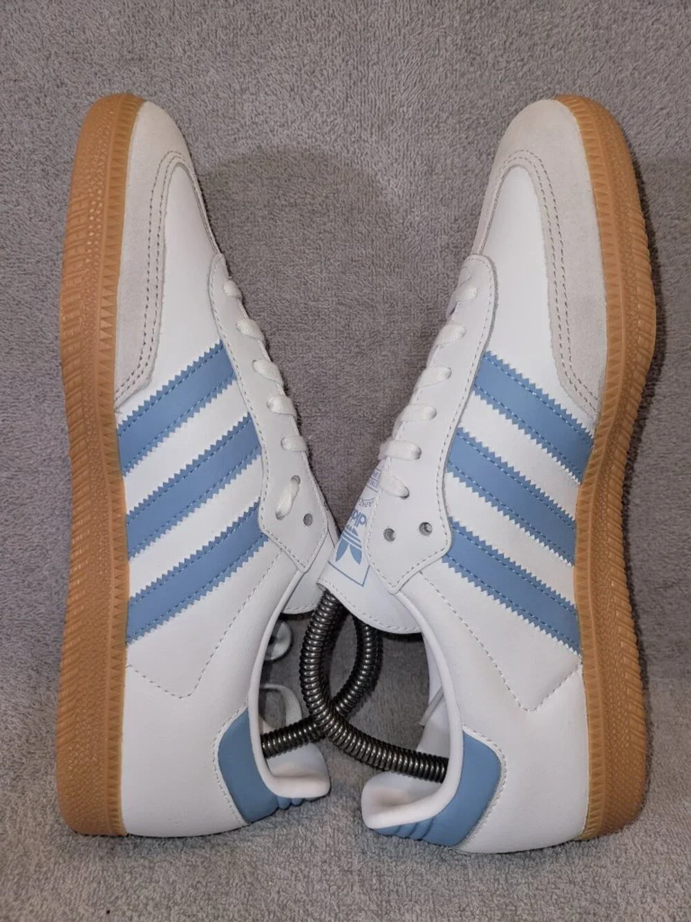 Adidas Samba OG Big Kid's Size 7 White Ash Blue Tan Gum Sneakers JQ2832 (#2329)