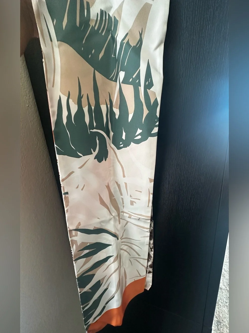 Salvatore Ferragamo reversible Brown Floral Silk Scarf with Cream Border -