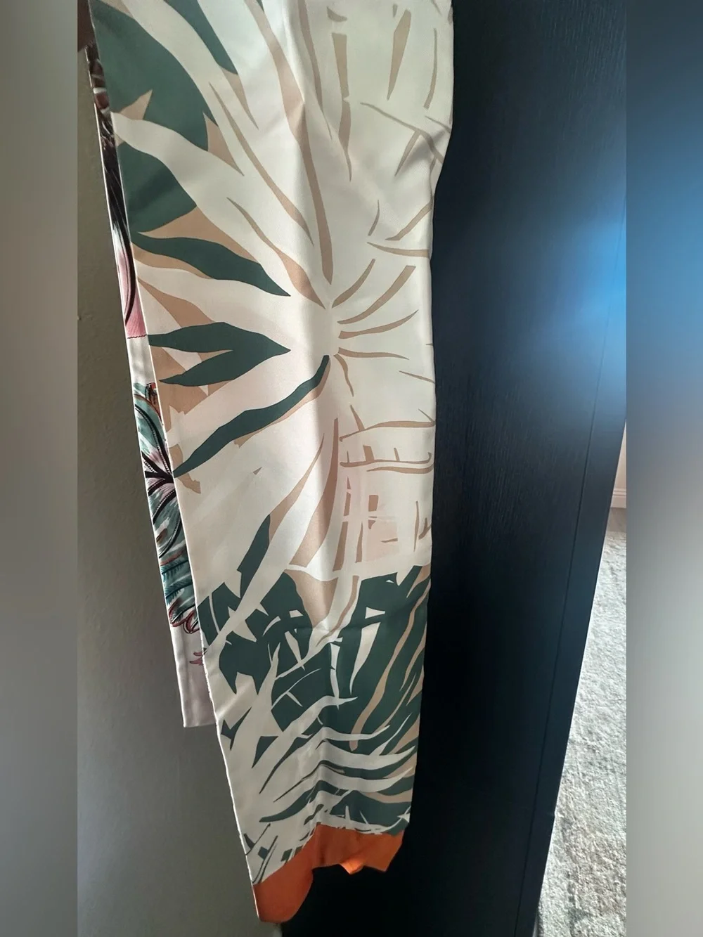 Salvatore Ferragamo reversible Brown Floral Silk Scarf with Cream Border -