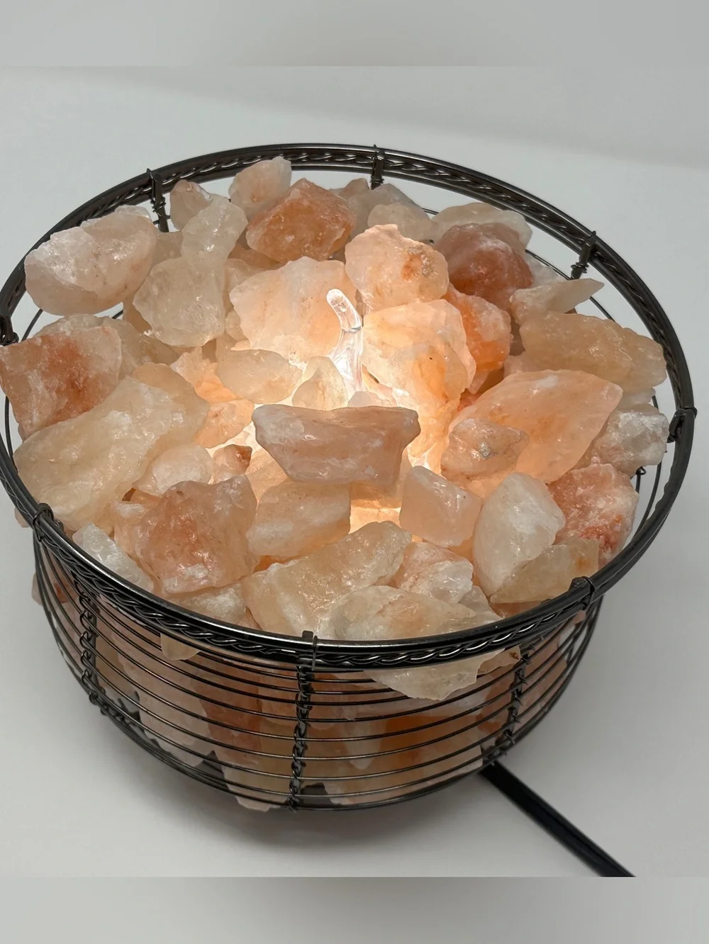 Pink Himalayan Salt Rock Table Lamp with adjustable dimmer light