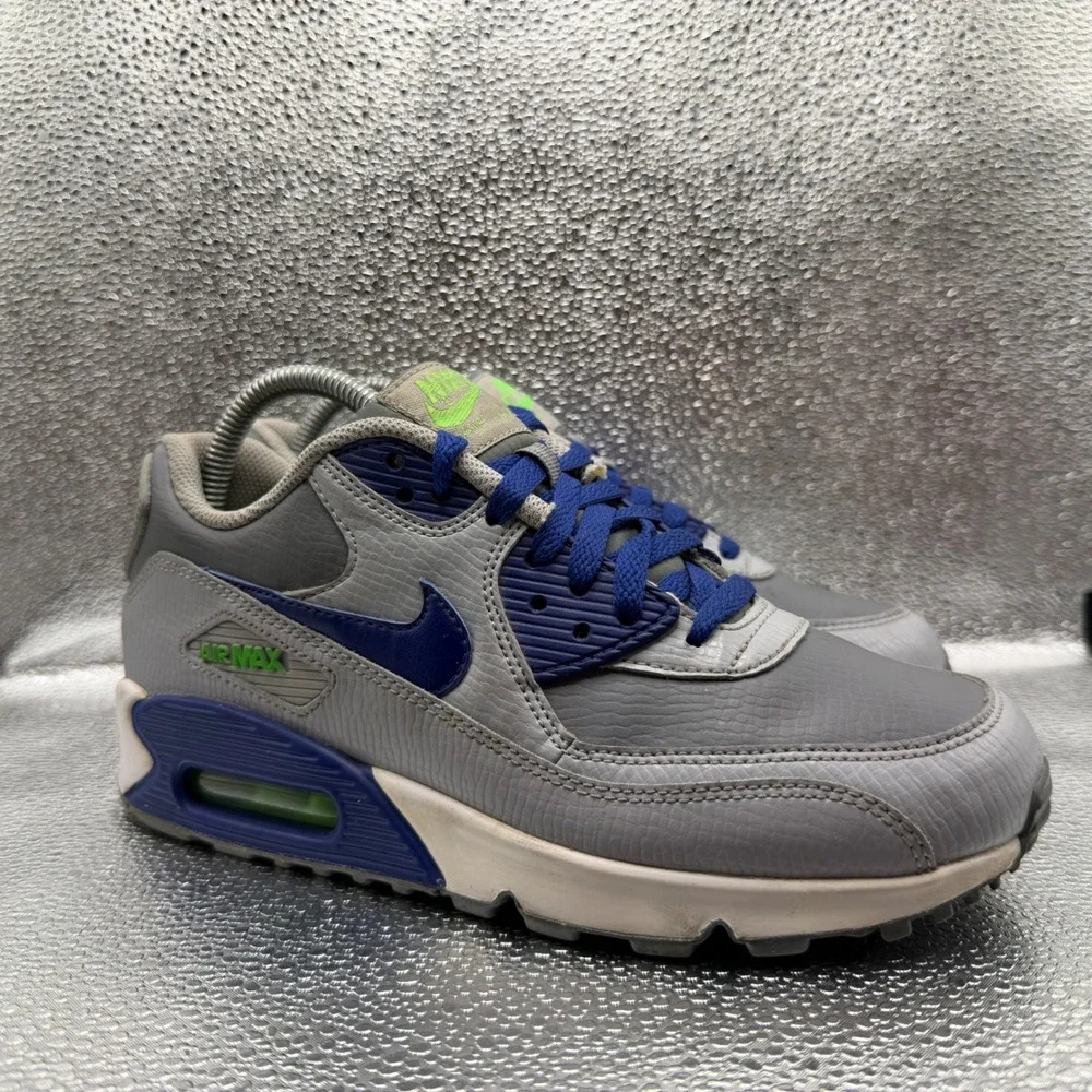 Size 6.5Y Nike Air Max 90 Kids Grey Blue Green Good 724821-005 Sneaker