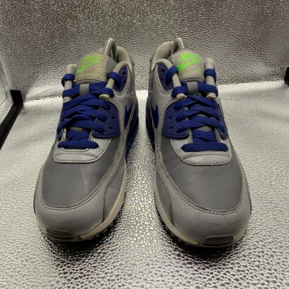 Size 6.5Y Nike Air Max 90 Kids Grey Blue Green Good 724821-005 Sneaker