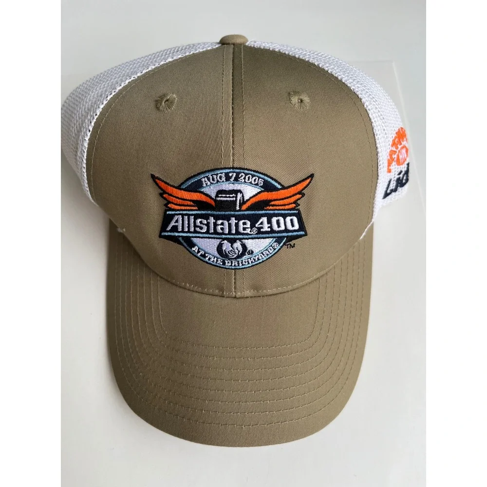 Vintage Allstate 400 Brickyard 2005 NASCAR Trucker‎ Hat Tan White Snapback Cap