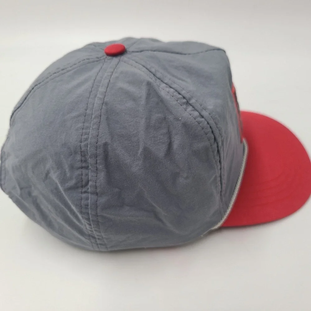 Vintage Alaska Hat Adjustable Rope Nylon The Great‎ Land Fish Gray Red Outdoors