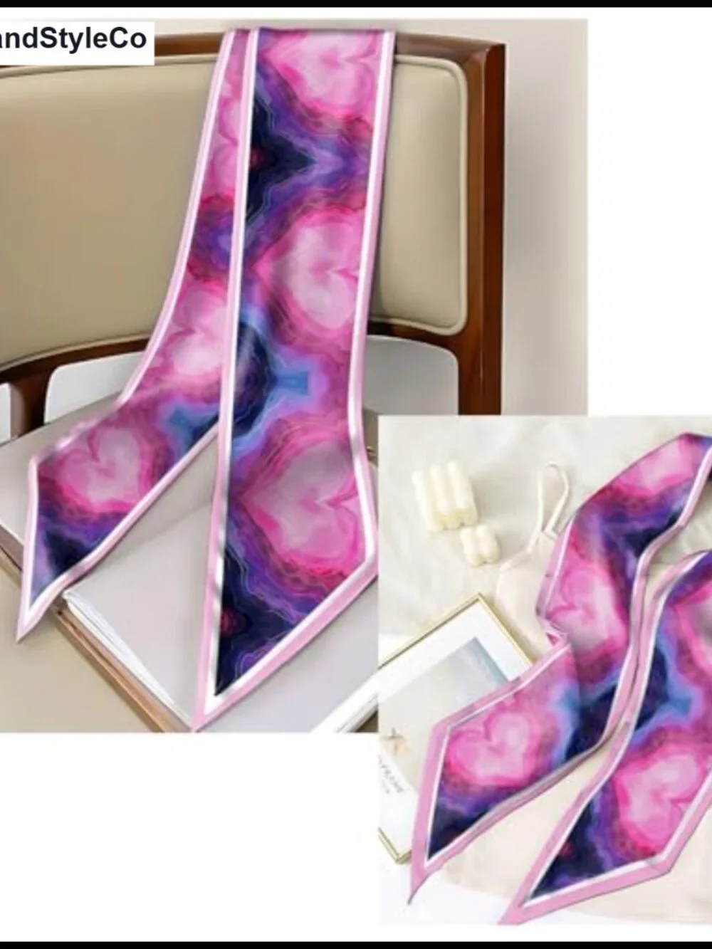 Silk Feeling Satin Scarf Long Thin Fashion Hair Neck Scarf Handbag Decoration