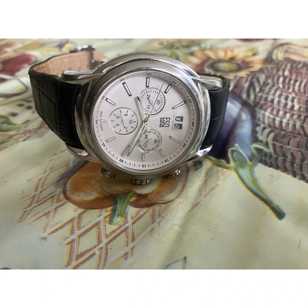ESQ by Movado Stainless Steel Chronograph Mens Watch #E5290 PRE-OWNED