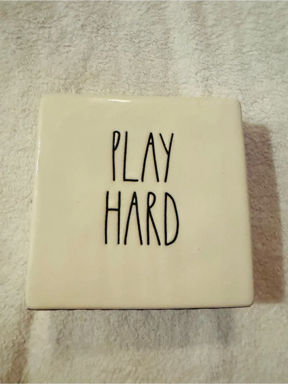 Work Hard - Play Hard Reversible Ceramic  Decor