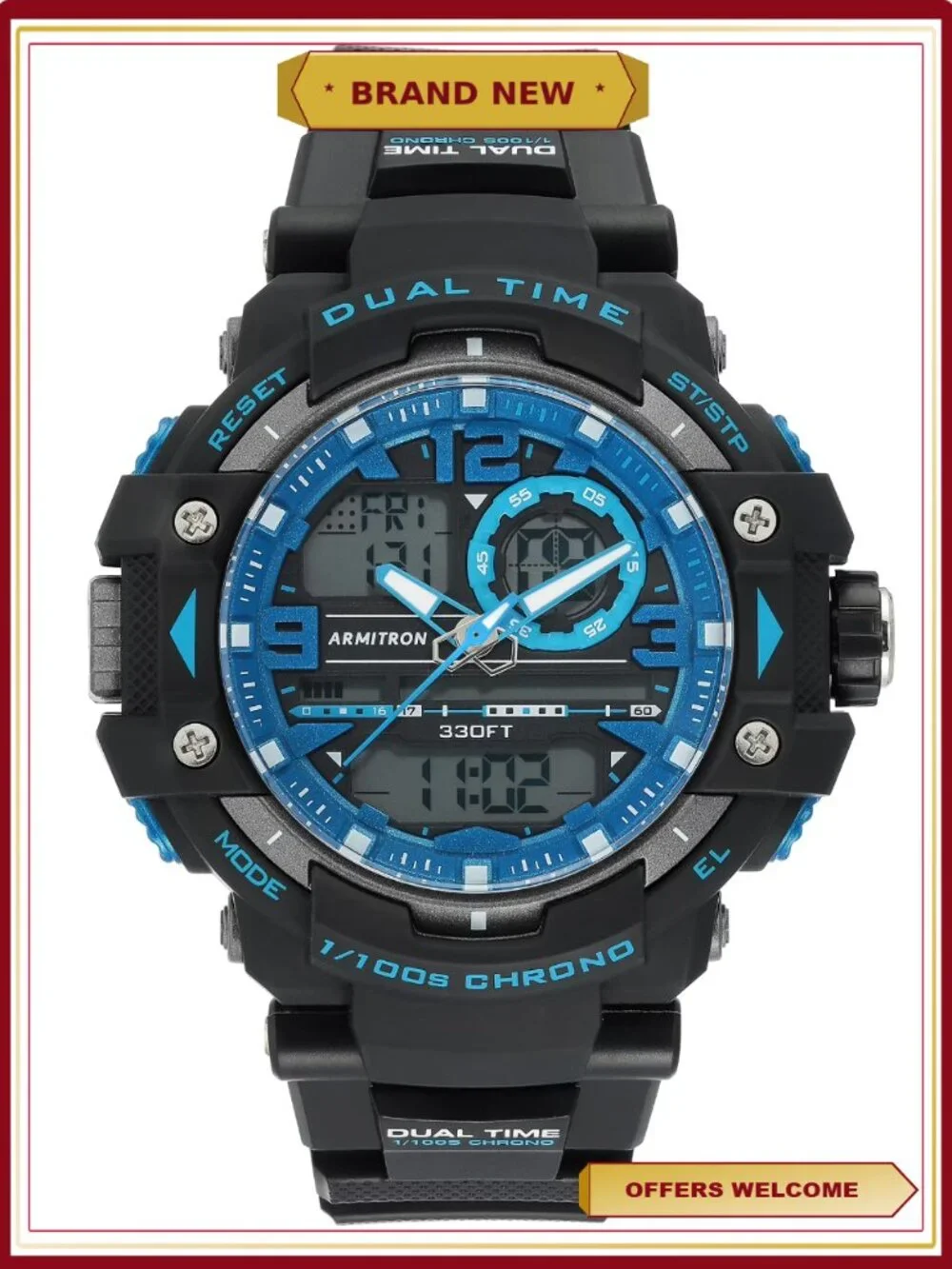Casual Analog-Digital Sport Watch Water Resistant Chronograph Timer
