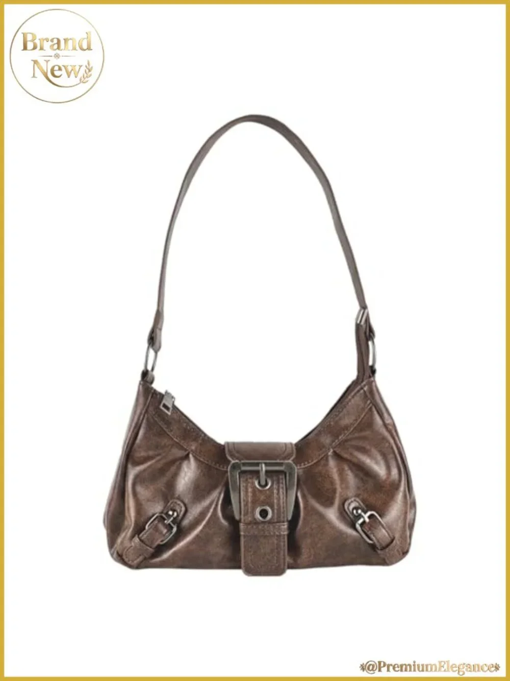 Y2K Crescent Hobo Shoulder Bag Vegan Leather Purse for Women