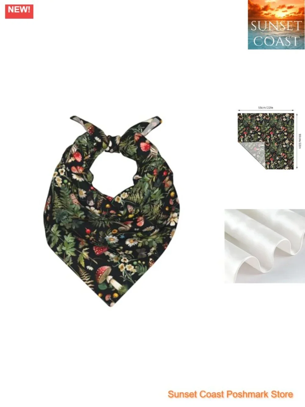Silk-Like Satin Square Head Scarf, Fashion Hair Wrap, Neck Scarf & Purse Scarf